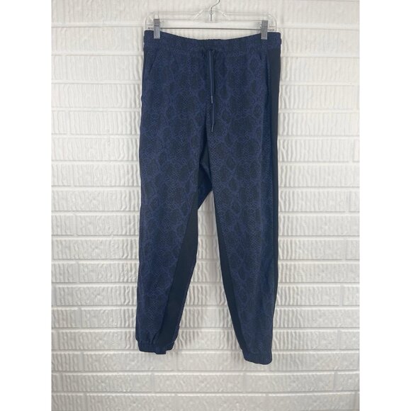 Athleta Pants Size 8 Brooklyn Joggers Dress Blue Python Print Travel Pockets #3 - Picture 3 of 12